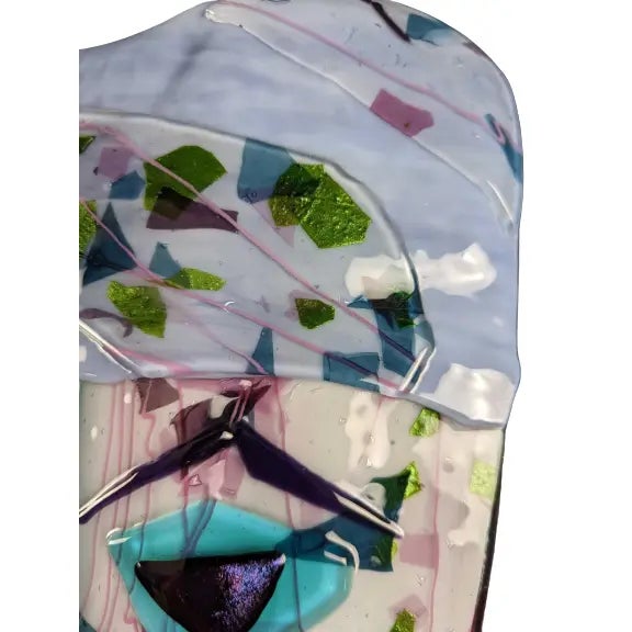 Postmodern Postmodern Colorful Bluegill Fused Art Glass Wall Face Mask For Sale - Image 3 of 5