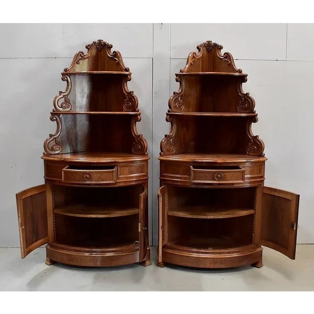 19th Century Walnut Corner Cabinets, Set of 2 For Sale - Image 5 of 18
