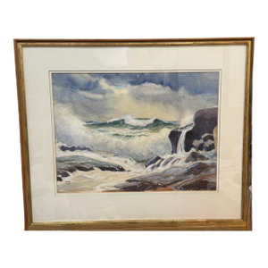 Oncoming Waves, Oil Painting on Board Signed by Canadian Artist Gordon Payne