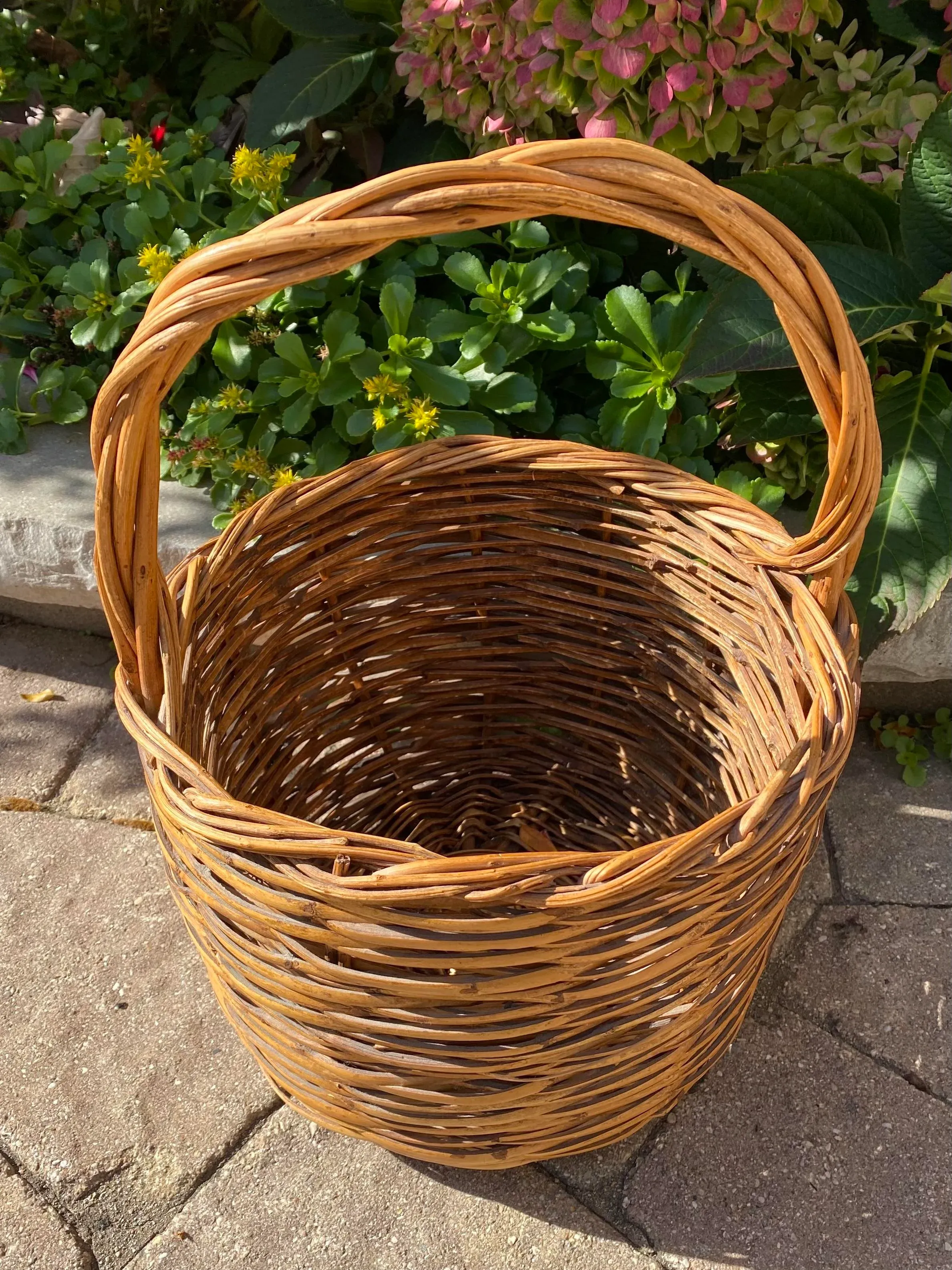 Vintage French Woven Wicker Basket With Handle | Chairish