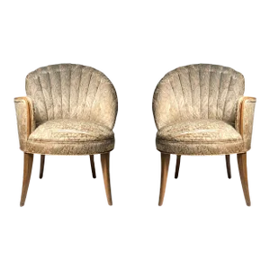 Vintage Hollywood Regency Art Deco Fan - Back Chairs - Grosfeld House - A Pair