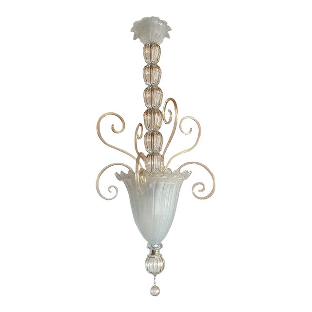 White Murano Glass Neoclassical Lantern 1960s For Sale