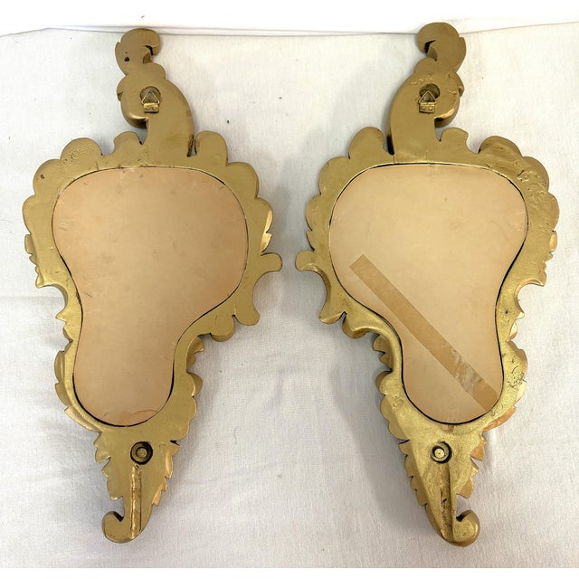 Vintage Sweet Petite Gold Scroll Wall Mirrors- A Pair For Sale - Image 10 of 14