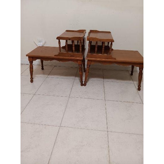 Vintage Step End Table 2 Tier Mid Century Modern Retro Brown Set of 2 Style: Mid Century Modern Color: Brown Dimensions:...
