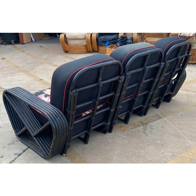 Restored 6 Strand Black Ash Table, Sofa, Lounge Chair Livingroom Set For Sale - Image 11 of 12