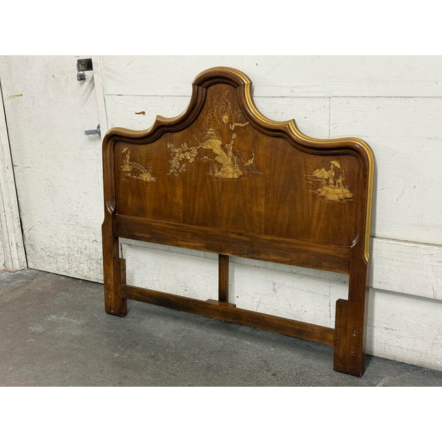 Design Plus Gallery presents a Vintage Raised Gesso Chinoiserie Queen Size Headboard by Phyllis Andrade from White...