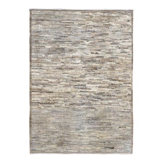 Taupe & Brown Hand Knotted Wool Rug For Sale