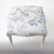 This is a pair of French Louis XVI style upholstered ottomans newly upholstered in a blue and white linen. The linen has a...
