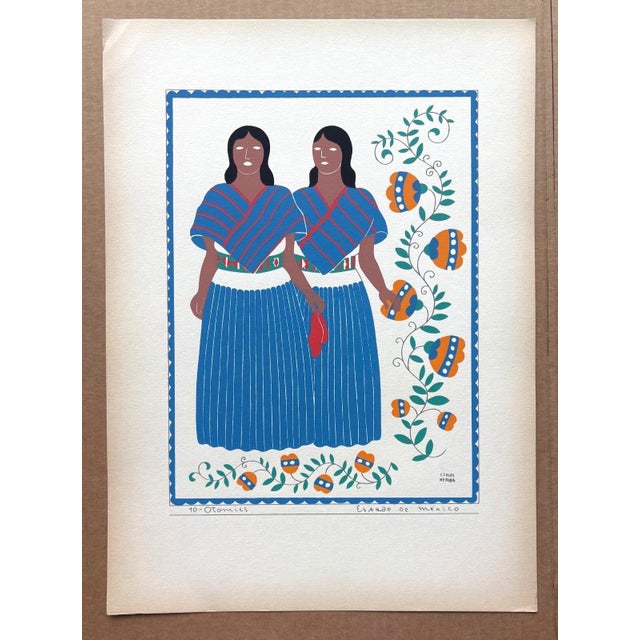 Up for sale is this gorgeous silkscreen print by Carlos Mérida, from Trajes Regionales Mexico, a limited portfolio...