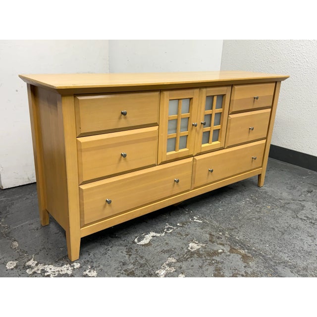 Transitional Palliser Natural Maple Wood Finish Dresser With Cupboard For Sale - Image 3 of 12