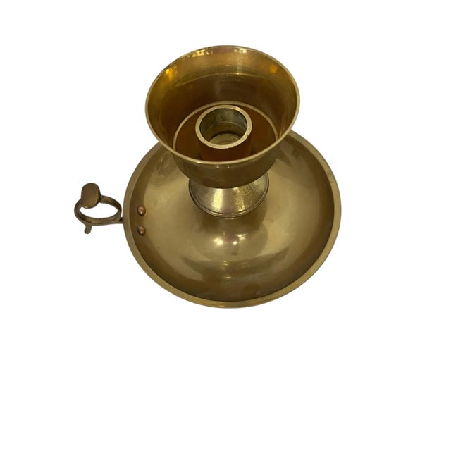 Late 20th Century Vintage Brass Candlestick Holder With Fingerloop For Sale - Image 5 of 7