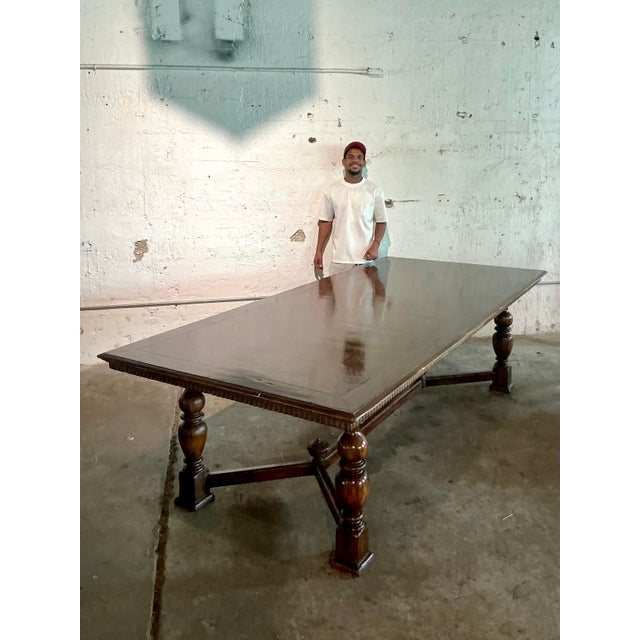 Alfonso Marina Vintage Boho Alfonso Marina Monumental Turned Wood Dining Table For Sale - Image 4 of 12