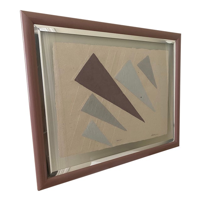 1980s Mixed Media Paper Wall Art With Floating Acrylic Matting, Signed, Framed For Sale