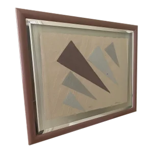 1980s Mixed Media Paper Wall Art With Floating Acrylic Matting, Signed, Framed