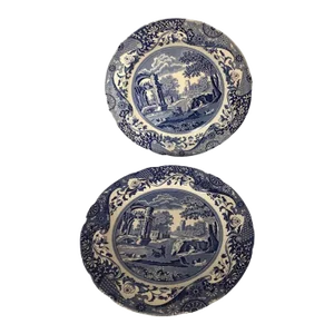2 Circa 1985 Spode Blue Italian Dinner Plates- a Pair