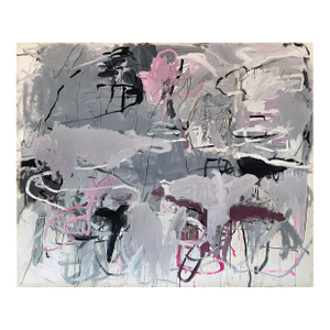 Contemporary Abstract Acrylic and Oil Stick on Canvas "Pray for Rain" by Macha Poynder