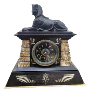 Egyptomania Marble Clock, 19th Century