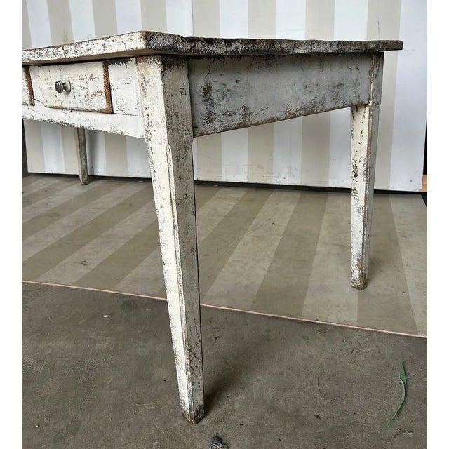 19th Century French Painted 8 Drawer Farm Table For Sale - Image 11 of 12