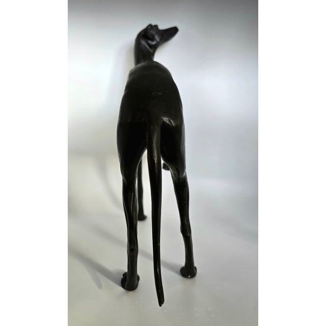 Vintage Bronze Whippet Sculpture – Elegant & Detailed For Sale - Image 4 of 12