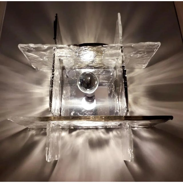 Glass 1960s Square Sconces by Carlo Nason for Mazzega For Sale - Image 7 of 12