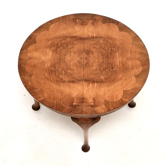Antique Burr Walnut Occasional Coffee Table, 1930 For Sale - Image 3 of 6