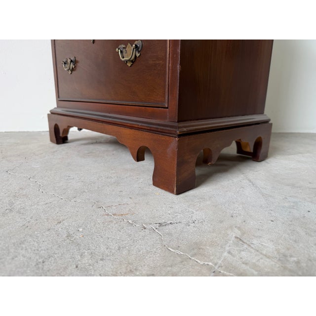 Brown Early 20th Century Chippendale Solid Mahogany 3-Drawer Nightstand For Sale - Image 8 of 12