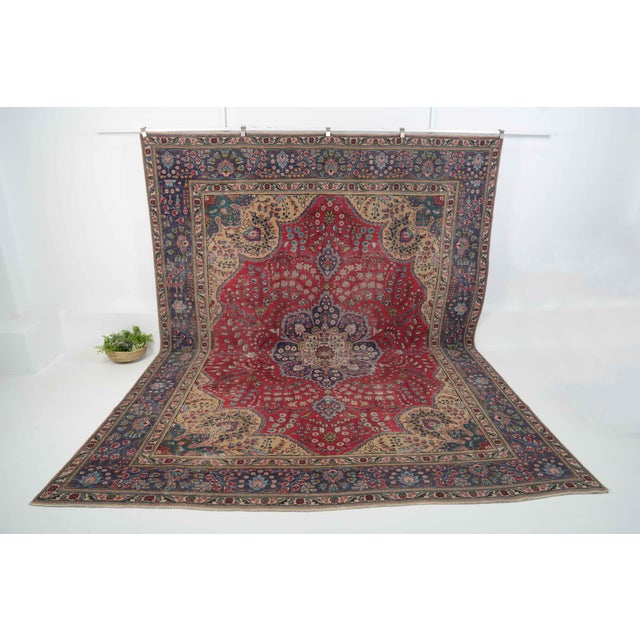 Red 1970s Vintage Persian Handmade Wool 10x13 Red Area Rug For Sale - Image 8 of 11