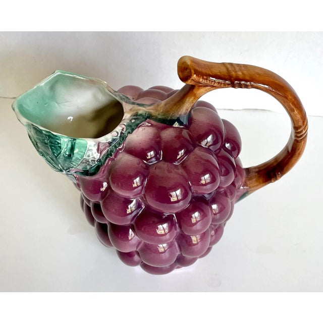 Figurative Vintage Italian Grape Figurative Ceramic Pitcher For Sale - Image 3 of 10