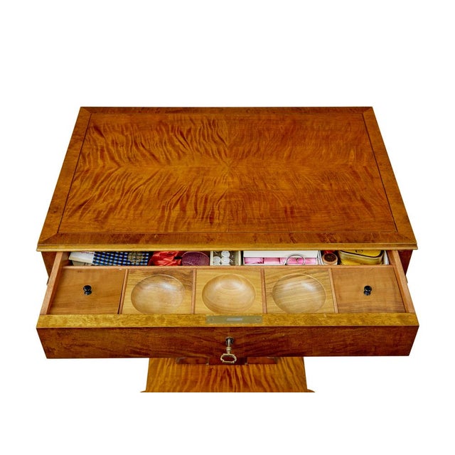 Wood Antique Birch Sewing Table with Contents, 1895 For Sale - Image 7 of 10