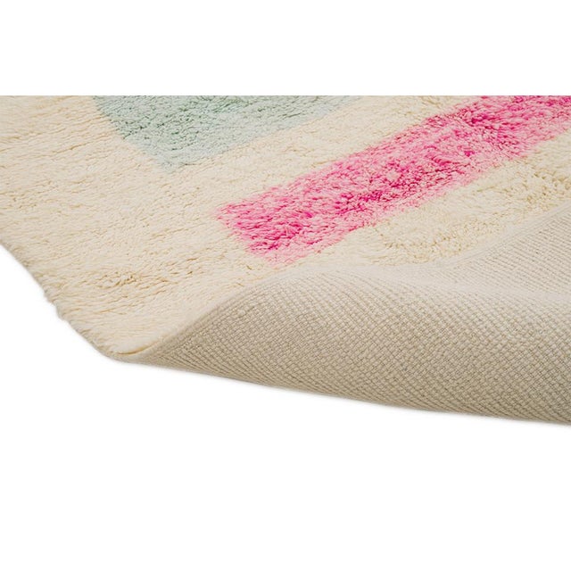 Ivory Abstract Hand-Knotted Moroccan Wool Rug | 8'5" X 5'3" | One of a Kind For Sale - Image 8 of 8