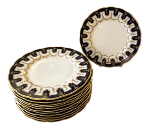 Antique Ovington Brothers English Porcelain Dinner Plates -Set of 12