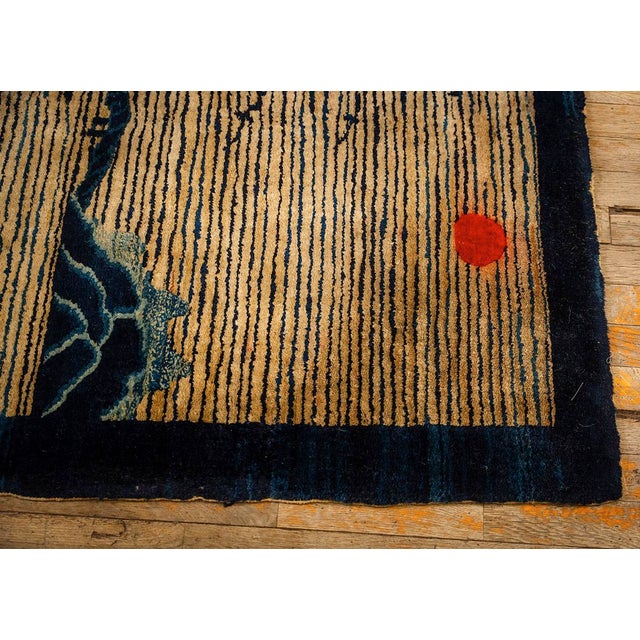Camel 1920s Beige Neutral Field Traditional Chinese Symbolic Motifs Antique Peking Knotted Wool Rug For Sale - Image 8 of 8