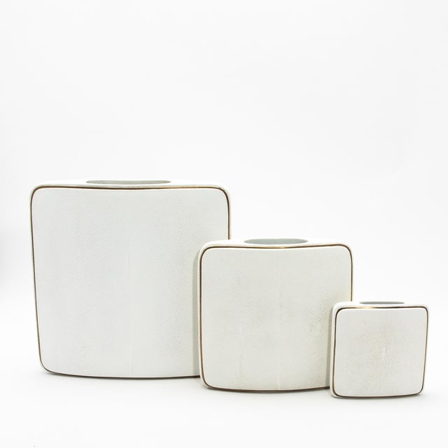 Shagreen Vase With Brass Details by R&y Augousti For Sale - Image 9 of 10