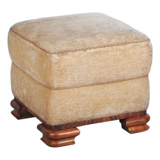 Czech Art Deco Ottoman in Walnut, 1920s For Sale