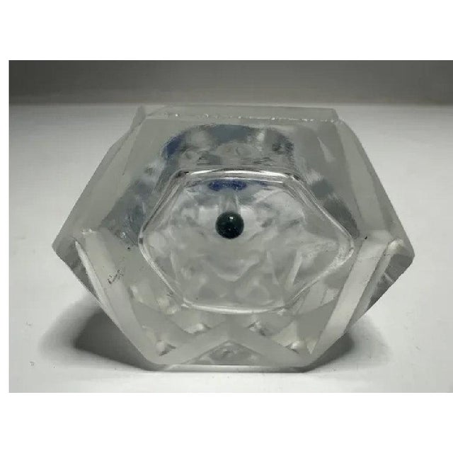 Art Deco Czech Crystal Perfume Bottle with Blue Stopper For Sale - Image 9 of 10