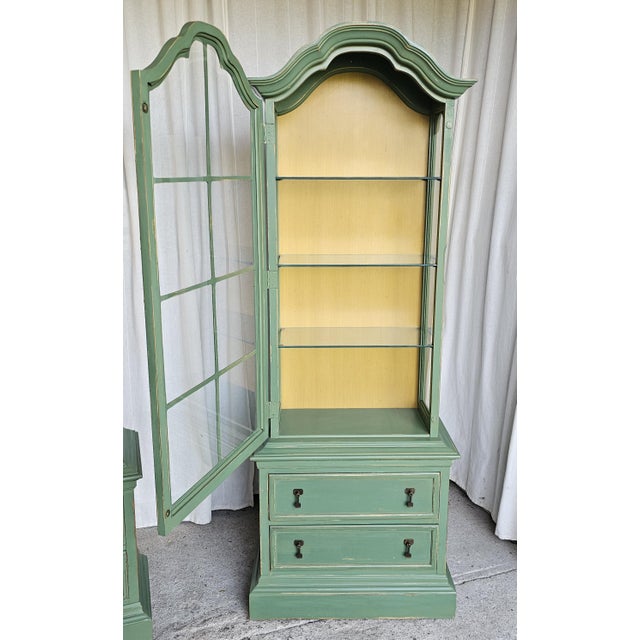 Mid-Century Modern Green MCM Curio Cabinet, Display Cabinet Boho Style, 1950's #1 For Sale - Image 3 of 15