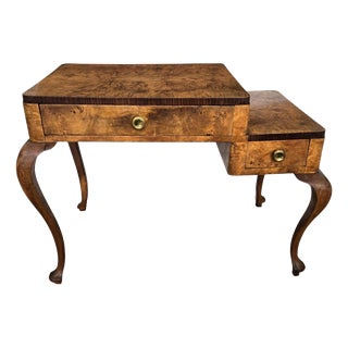 Mid-Century Modern Italian Art Deco Walnut Burl Desk, 1960s For Sale