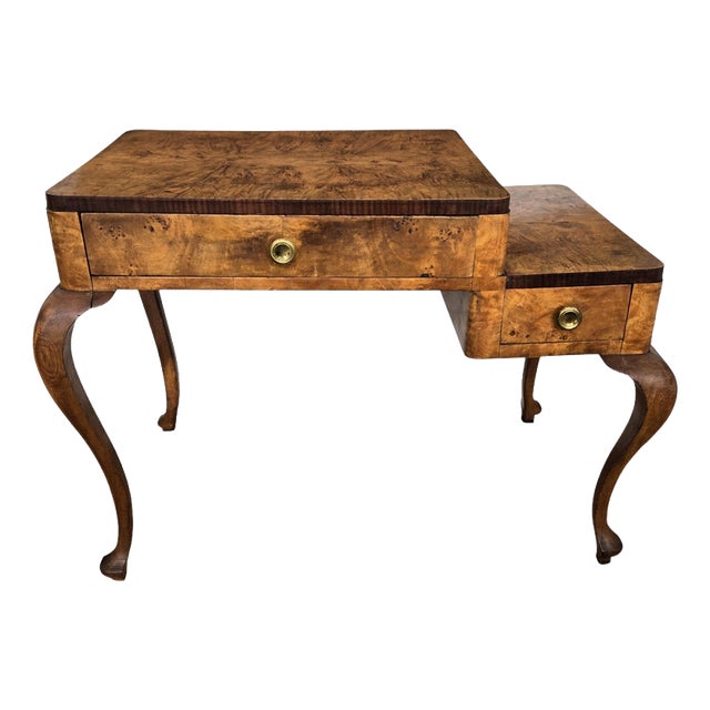 Mid-Century Modern Italian Art Deco Walnut Burl Desk, 1960s For Sale