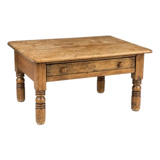 Victorian Pine Farmhouse Coffee Table with Drawer, 1860s For Sale