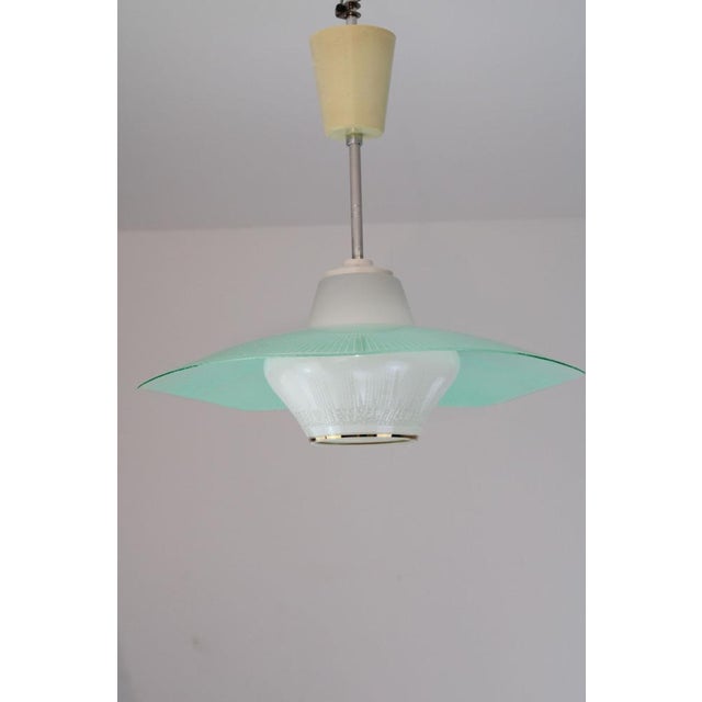 Metal Glass Pendant Lamp, Austria, 1950s For Sale - Image 7 of 8
