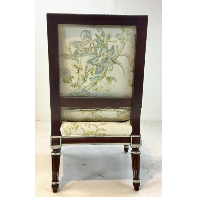 Hickory Chair Transitional Carved Wood Floral Print Slipper Chair