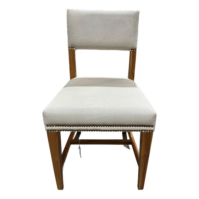 Attributed Made Goods Hide and Teak Side Chair For Sale