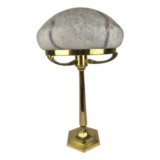 Large Postmodern Brass and Marbled Glass Table Lamp, 1960s For Sale