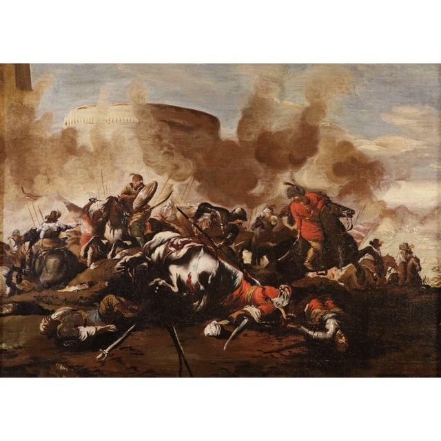 17th Century Jacques Courtois Il Borgognone, Battle Scenes, 1670, Oil on Canvases, Framed, Set of 2 For Sale - Image 5 of 16