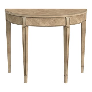 Hampton Demilune Console Table, Beige For Sale