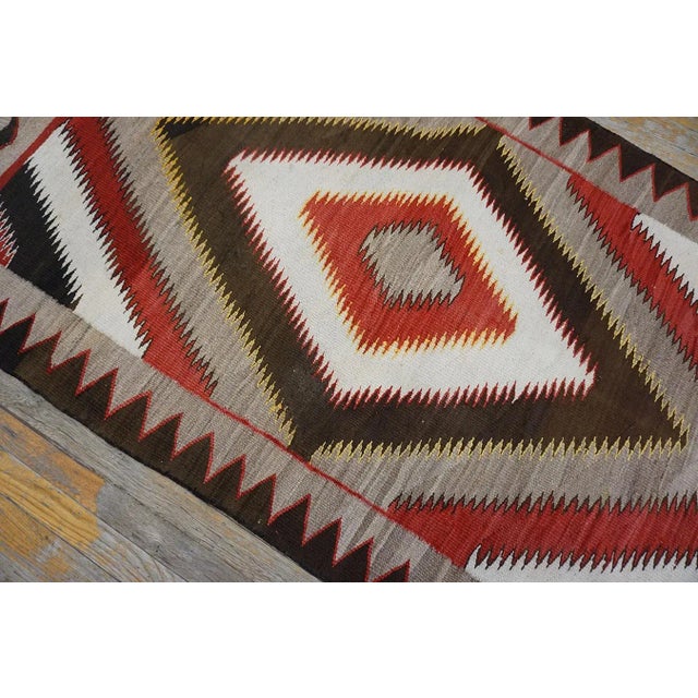 Excellent and Authentic With Dimensinal Design in Gray, Red and Brown Color American Navajo Rug For Sale - Image 13 of 15