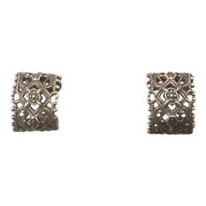 Vintage Signed Napier Silvertone Filigree Clip Earrings - 2 Pieces