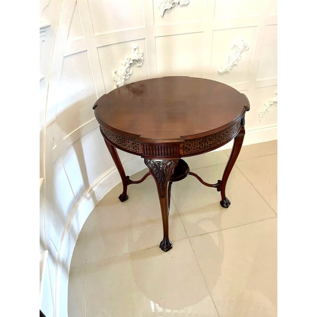 Quality antique "Chippendale revival" mahogany centre table with a moulded circular outset top above exquisite fluting and...