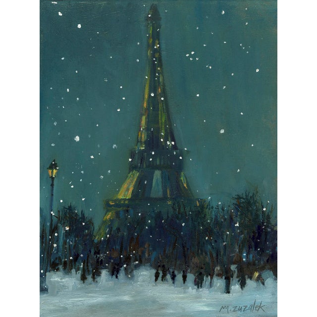 18x24 Giclee Pront on Stretched Canvas “Paris in the Snow" For Sale