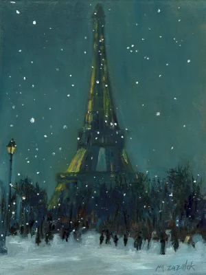 "Paris in the Snow" Giclee Print on Stretched Canvas